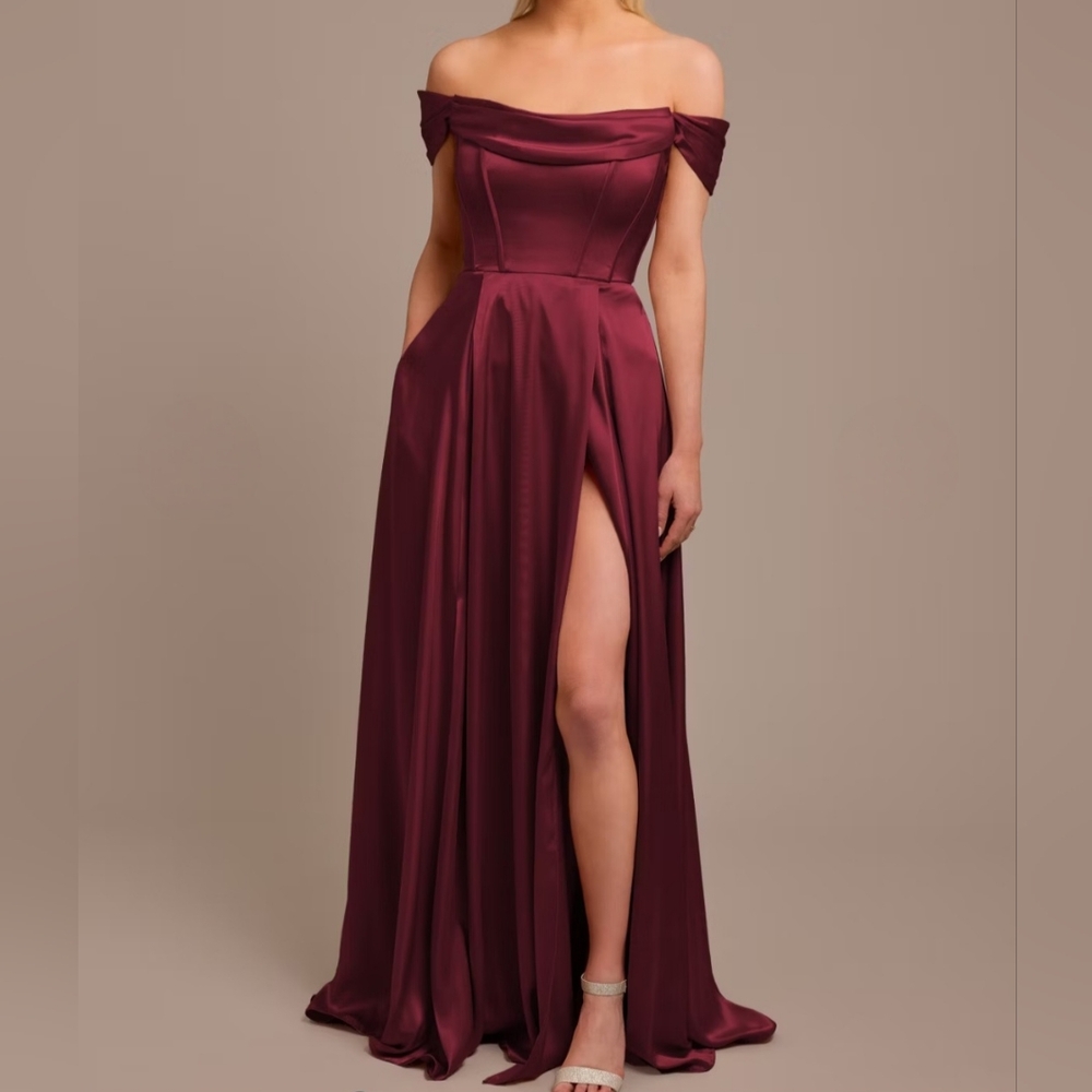 Elegant Off-Shoulder Burgundy Dress